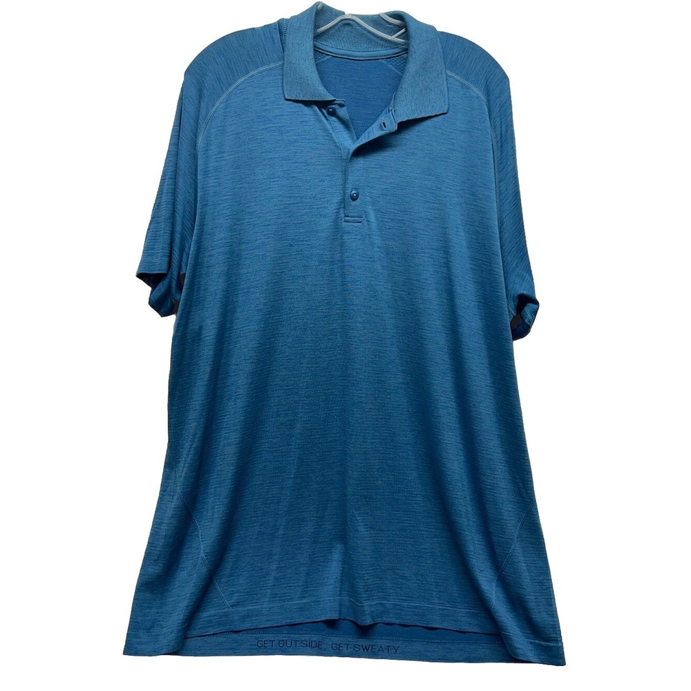 Lululemon Mens Size 2XL Blue Short Sleeve Metal Vent Tech Polo Shirt (S6)